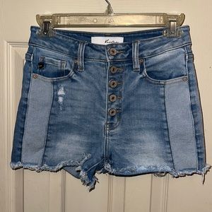 KanCan High Rise Medium Wash Distressed Denim Shorts Size 3